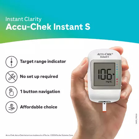 Chek Instant S Blood Glucose And Lancing Device | Glucometer | Free 10 Test Strips